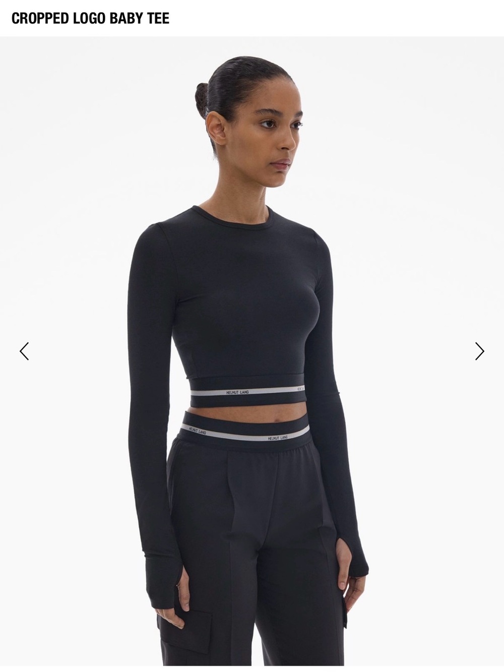 Cropped Long-Sleeve Baby Tee - Black